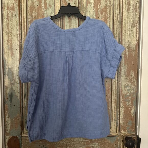 LL Bean Blue Cloud Gauze 100% Cotton Top PXL - Picture 8 of 8